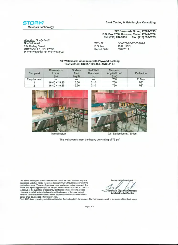 Walkboard Load Test 2 page 1