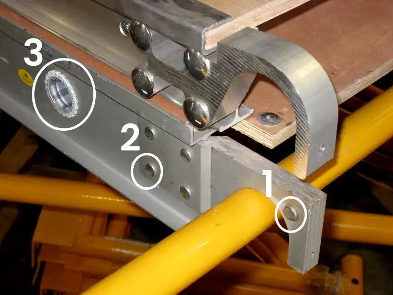 Walkboard hooks compared from the side